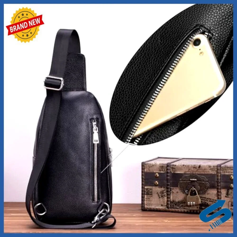Vintage Leather Sling Backpack Daypack Crossbody Shoulder Chest Bag